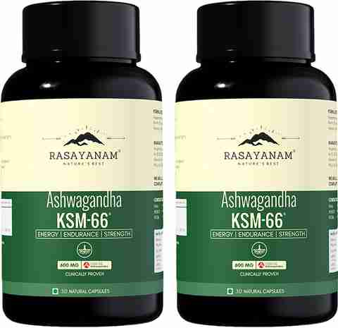 Rasayanam Ashwagandha KSM-66 |Support Strength & Energy | Stress Relief (Pack of 2, 60 Capsules) - Image 5