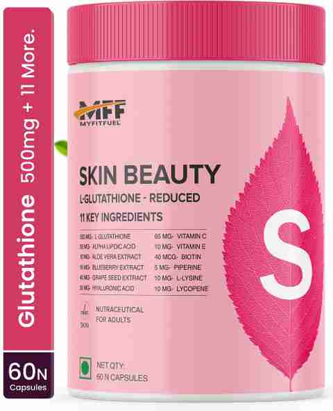 MyFitFuel Skin Beauty Glutathione +Lycopene, Biotin, VitaminE, Hyaluronic +12 more 60 Caps Price in India