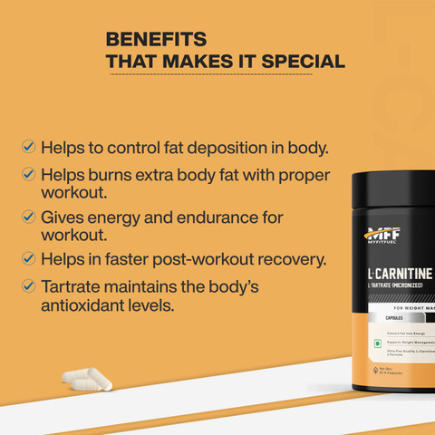 carnitine l tartrate benefits MyFitFuel L-Carnitine L-Tartrate (1500mg) 180 Capsule Price in India