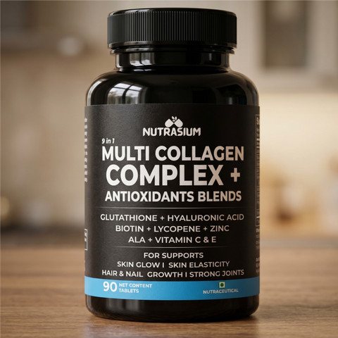 glutathione collagen complex NUTRASIUM Multi Collagen with Glutathione for Skin glow and hair growth  Price in India