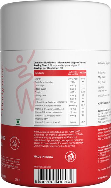 Be Bodywise Glutathione Gummies for Glowing, Radiant Skin | 500mg  Glutathione per serving Price in India - Buy Be Bodywise Glutathione Gummies  for Glowing, Radiant Skin | 500mg Glutathione per serving online
