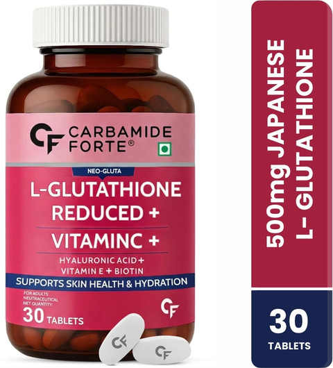 amla glutathione CARBAMIDE FORTE Glutathione Skin Glow tablets 500mg with Vitamin C from Amla  Extract & Biotin Price in India