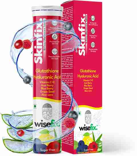 glutathione soluble in water Wisefix Skin Fix Glutathione 600mg Water Soluble Tablets With Hyaluronic, Vit C & E Price in India