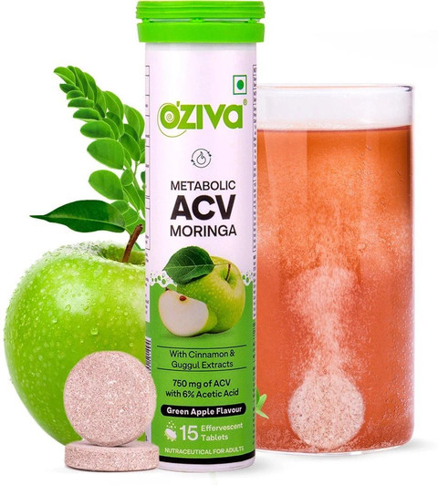 OZiva ACV Moringa (Green Apple)To Control Cravings, Apple Cider