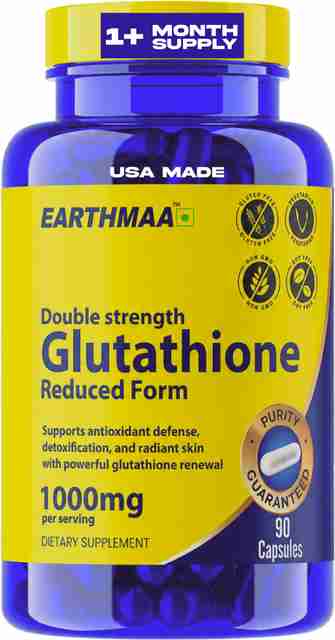 glutathione double strength earthmaa Double Strenght Glutathione 1000mg Reduced Antioxidant Glowing  Skin Radiant Skin Price in India