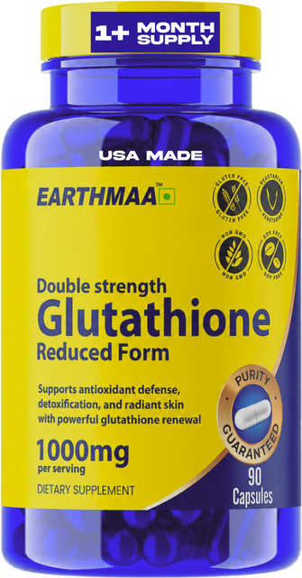 glutathione 500mg or 1000mg earthmaa Double Strenght Glutathione 1000mg Reduced Antioxidant Glowing  Skin Radiant Skin Price in India