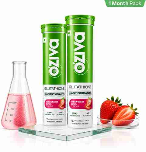 OZiva Bioactive Gluta Fizzy (Strawberry Swirl) To Reduce Pigmentation, 5 Antioxidants Price in India