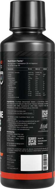 nutrabay pro l-carnitine Nutrabay Pro Liquid L-Carnitine 3000mg (Double Strength) with Vitamin B5  for Fat loss Price in India