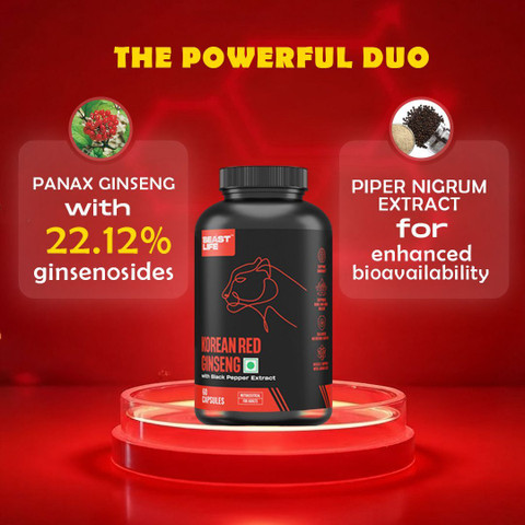 BeastLife Korean Red Ginseng | Supports Stamina, Memory