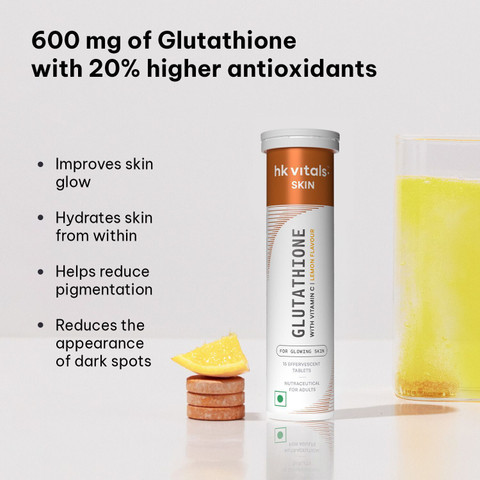HEALTHKART hk vitals Collagen (Orange, 100g) with sipper & Gluta  Effervescent|Lemon Price in India