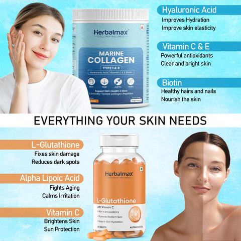 Herbal max L-Glutathione Vitamin C Tablet And Hydrolyzed Marine Collagen  Supplement Price in India - Buy Herbal max L-Glutathione Vitamin C Tablet  And Hydrolyzed Marine Collagen Supplement online at Flipkart.com