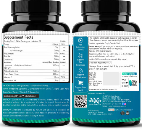 kohjin glutathione price VedicFuel Liposomal with 500 mg with Vitamin C | For Pigmentation, Dull Skin in India - Buy VedicFuel Liposomal Glutathione with 500 mg with Vitamin C Nature Glow Glutathione Gummies: black pigment removal Flavor:Açaí + Mixed Berries