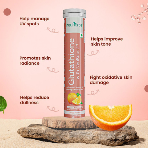 Neuherbs Glutathione (Orange Flavour) For Glowing Skin With Hyaluronic Acid  & Vitamin C Price in India