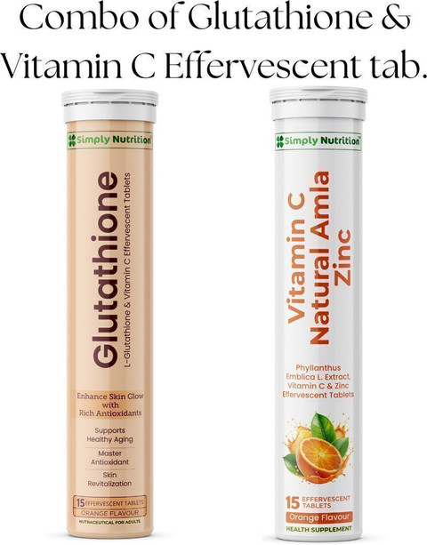 Simply Nutrition Combo Glutathione & Vitamin C Effervescent Tablet (15  Tablets) Price in India - Buy Simply Nutrition Combo Glutathione & Vitamin C  Effervescent Tablet (15 Tablets) online at Flipkart.com