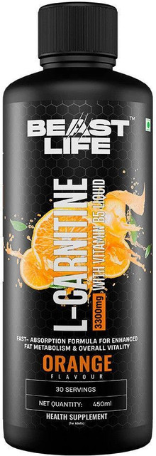 vitamin b5 and l carnitine BeastLife L-Carnitine With Vitamin B5, Helps Convert Fat into Energy 3300mg  Orange Flavour Price in India
