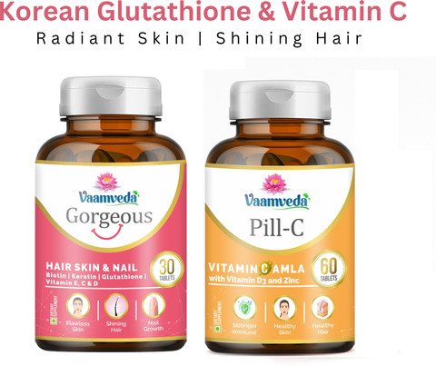 Vaamveda Glutathione with Vitamin C for Glowing Skin Whitening Stronger  Hair Price in India