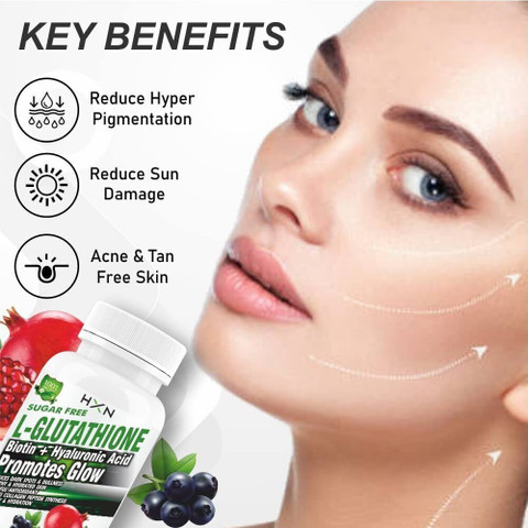 hxn Glutathione Tablets Skin Whitening 1000mg To Face Glow &  Wrinkle-Free-60 Tablet Price in India