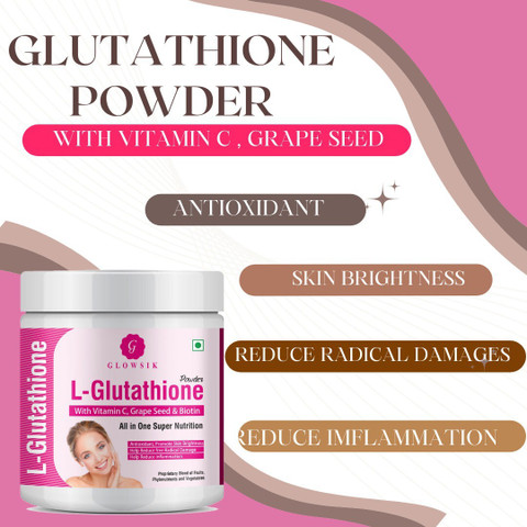 G GLOWSIK L-GLUTATHIONE POWDER FOR HEALTHY & GLOWING SKIN WITH PLANT &  FRUIT EXTRACT Price in India - Buy G GLOWSIK L-GLUTATHIONE POWDER FOR  HEALTHY & GLOWING SKIN WITH PLANT & FRUIT