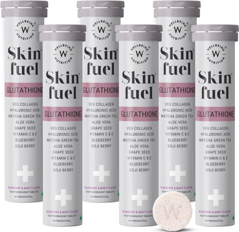 Wellbeing Nutrition Skin Fuel | L Glutathione Collagen Tablets with  Hyaluronic Acid for Glowing skin Price in India - Buy Wellbeing Nutrition  Skin Fuel