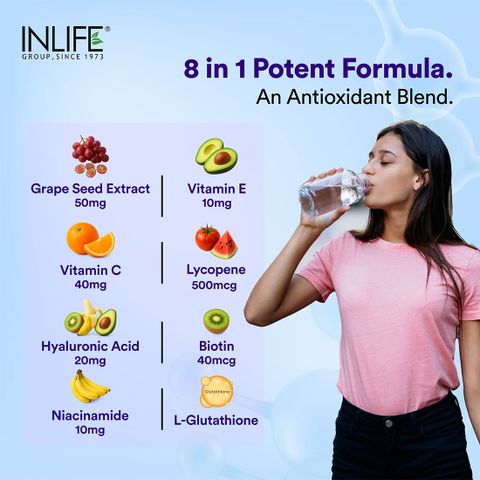 inlife glutathione L Skin Whitening Capsule 500mg for Women Men, 30 Vegetarain Capsules Price in India Acne Ghk U | Size:500mg Womens Skincare
