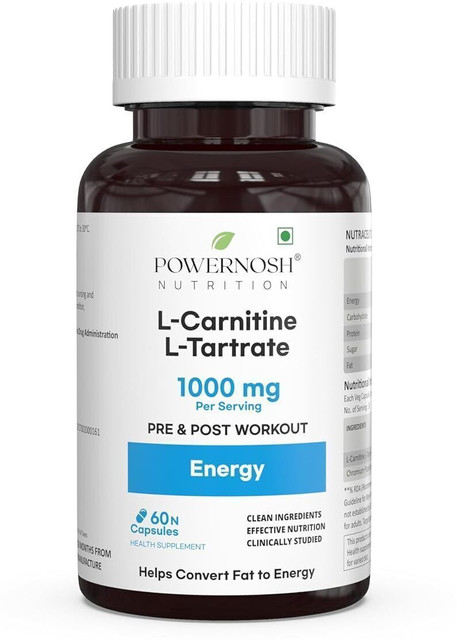 l carnitine capsules india Powernosh L-Carnitine L-Tartrate 1000 mg Capsules for Energy Pre Workout  Supplement Price in India