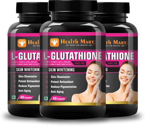 Health Mart L glutathione Skin Whitening Capsule with vitamin C, E, Biotin  & Grape seed Ext Price in India - Buy Health Mart L glutathione Skin  Whitening Capsule with vitamin C, E,