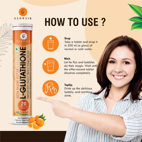 G GLOWSIK Glutathione Skin Glow 80 Effervescent Tablet Healthy Glowing skin  with collagen Price in India
