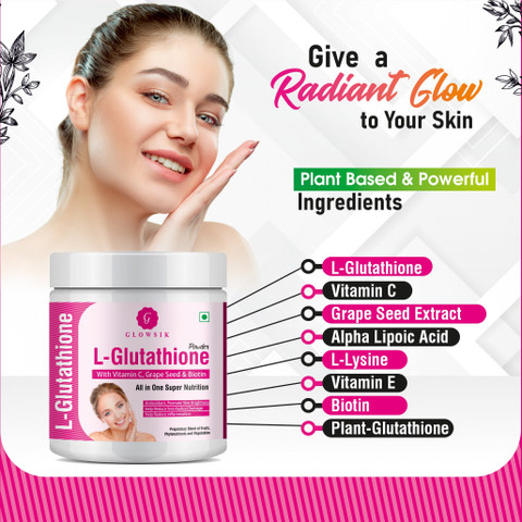G GLOWSIK L-GLUTATHIONE POWDER FOR HEALTHY & GLOWING SKIN WITH PLANT &  FRUIT EXTRACT Price in India
