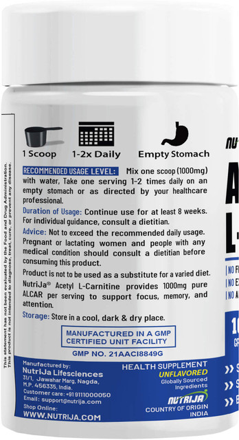 nutrija l carnitine NutriJa ACETYL L-CARNITINE Price in India