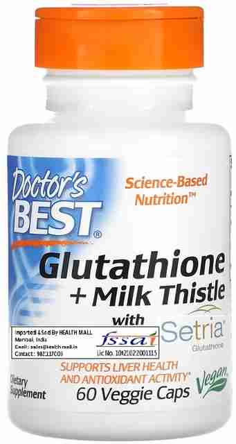 glutathione and milk thistle together Doctor's Best Glutathione + Milk Thistle , 60 Veggie Caps Price in India