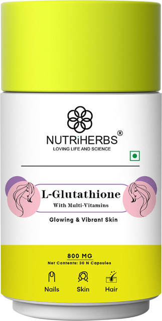 Nutriherbs L-Glutathione Capsule with Vitamin C | for Glowing & Youthful  Skin, Hair, Nails Price in India - Buy Nutriherbs L-Glutathione Capsule  with Vitamin C | for Glowing & Youthful Skin, Hair,