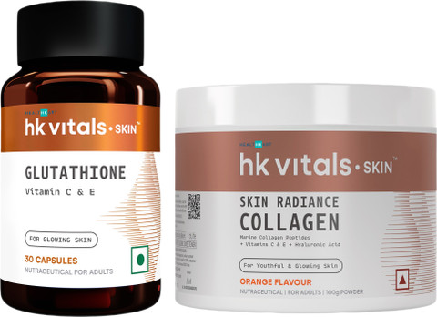 HEALTHKART hk vitals Skin Radiance Collagen (Orange, 100g) with Glutathione  Price in India