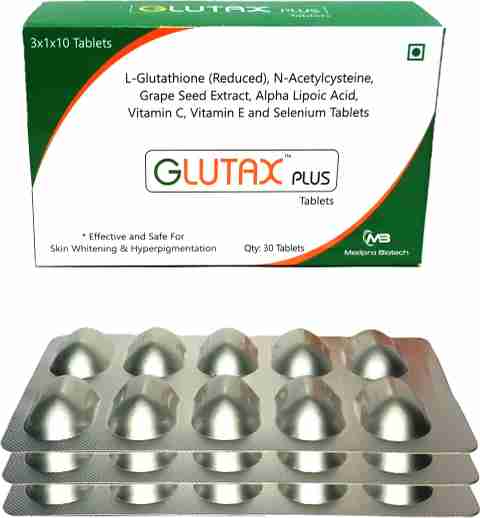 Glutax Plus L-Glutathione with Vitamin C and E for Skin Lightening,  Hyperpigmentation Price in India