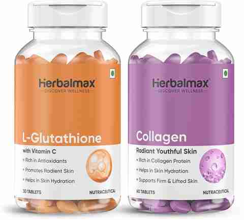 collagen vitamin c glutathione [Glass Skin Regimen] White Collagen, Glutathione Max, Korean Marine Collagen, Fish Collagen, Fast Absorption, Fruit Flavored, Maximize Antioxidant Effect, Brightening&Tone up, gLOWING : Health & Household Herbal max L-Glutathione Vitamin C