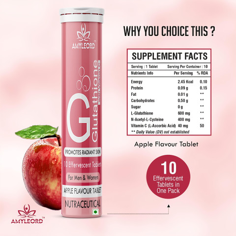 Amyleord Glutathione Skin Glow Effervescent with Vitamin C For Glowing skin | Apple Price in India - Buy Amyleord Glutathione Skin Glow Effervescent with Vitamin C For Glowing skin