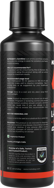 substitute for l-carnitine Nutrabay Pro Liquid L-Carnitine 3000mg (Double Strength) with Vitamin B5,  Fat loss, Lemon Price in India