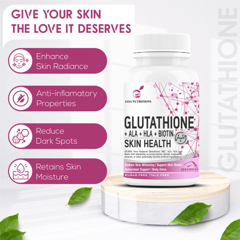 GOA NUTRITIONS Glutathione Tablets 1000mg For Skin, Face, and Hair For  Women- 30 Tablet Price in India
