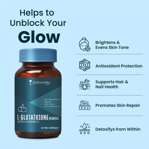 ZEROHARM L-Glutathione Reduced with Vitamin C -Skin Brightness, Pigmentation, Antioxidant Price in India