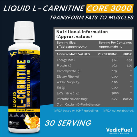 VedicFuel L-Carnitine 3000mg Liquid for fat loss and endurance, Orange  Flavour | Combo Price in India - Buy VedicFuel L-Carnitine 3000mg Liquid  for fat loss and endurance, Orange Flavour