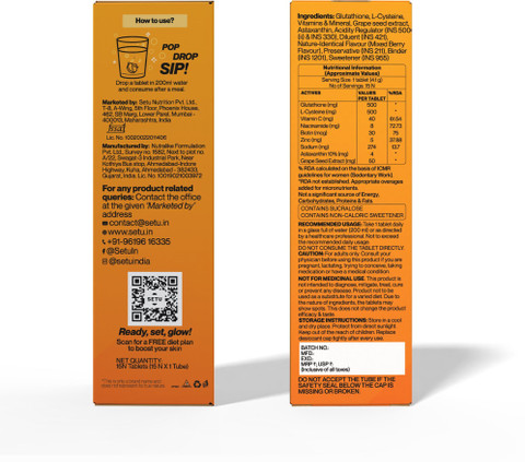 glutathione ear drops SETU Skin Renew Glutathione 500mg Tablets with Vitamin C Mixed Berry &  Orange Combo Price in India