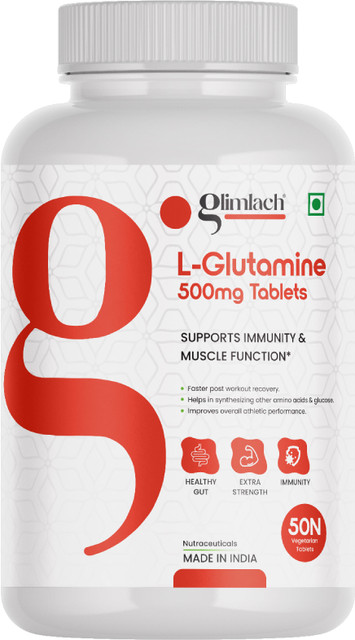 GLIMLACH L-Glutamine 500mg Tablets, Supports Immunity & Muscle Function  Price in India