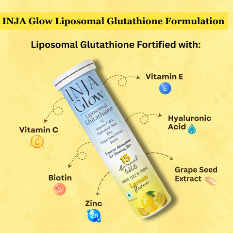 inja Glow Liposomal Glutathione + Vitamin C & E, 4x Effective - Lemon  Flavour Price in India - Buy inja Glow Liposomal Glutathione + Vitamin C &  E, 4x Effective - Lemon