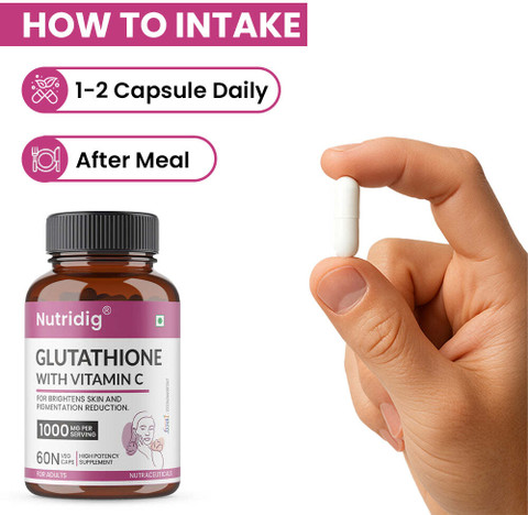 NUTRIDIG L-Glutathione Skin Brightening Capsules with Vitamin C & Zinc Price in India
