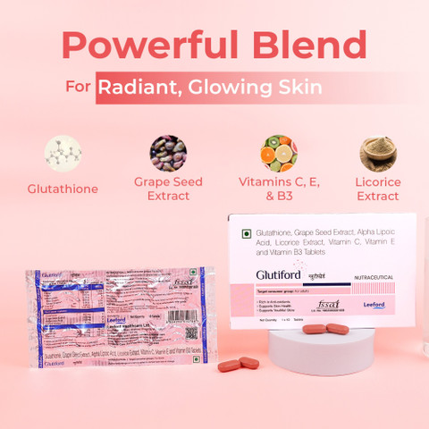 Leeford Glutiford Tablets with Glutathione, Vitamin C&E for Skin Glow &  Radiance Price in India