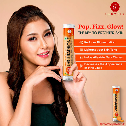 glutathione gum G GLOWSIK Glutathione Skin Glow 80 Effervescent Tablet Healthy Glowing skin  with collagen Price in India