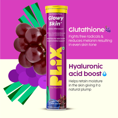 The Plant Fix Plix Glowy Skin Tablets | 500mg L-Glutathione & Vitamin C |  Pack Of 2, Grape. Price in India - Buy The Plant Fix Plix Glowy Skin  Tablets