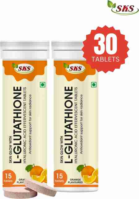 SKS BIOTECH L-Glutathione Tab,Hyaluronic Acid,Vit C, Vit E, Skin  Brightening ,Even Skin Tone Price in India