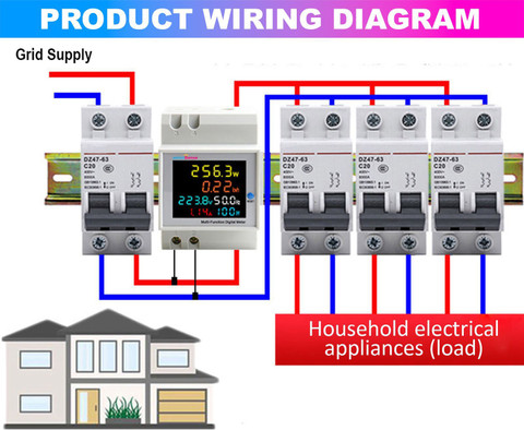 Yooreal AC 40-300V Multimeter, 100A Frequency Electric Energy Monitor