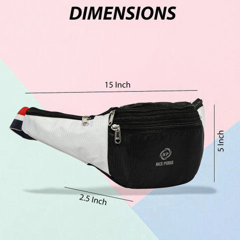 Nice Purse BK-WHITE KAMAR POUCH SMALL WAIST BAG BLACK, WHITE