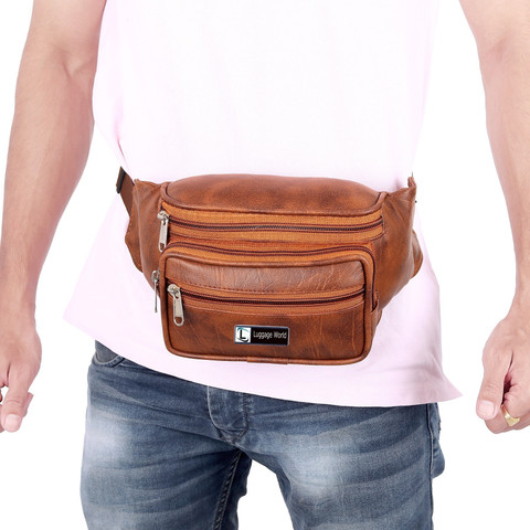 LUGGAGE WORLD Leather Waist Pack Bags Travel bag for Money |Mobile
